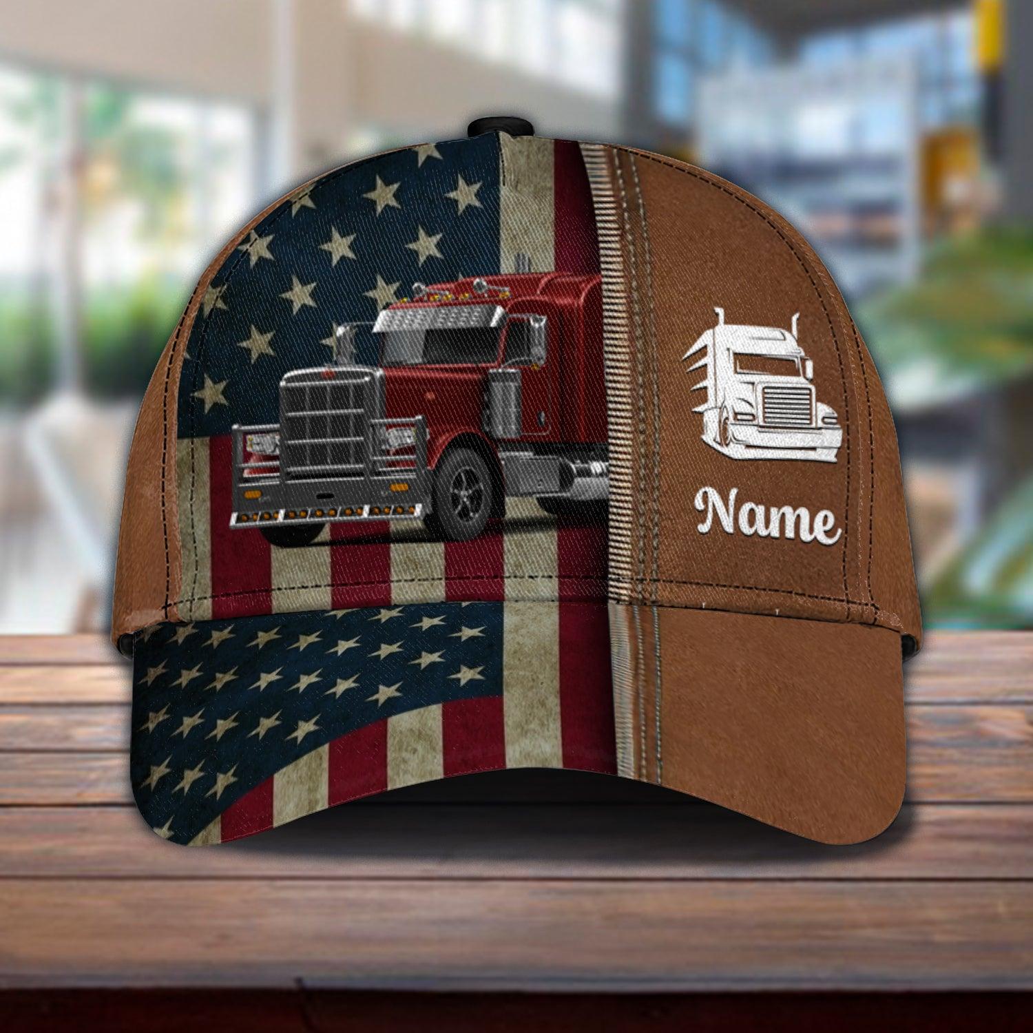 Trucker American Flag And Zipper Personalized Classic Cap, Gift for Truckers Trucker Hats Custom Hats Gifts For Men & Women