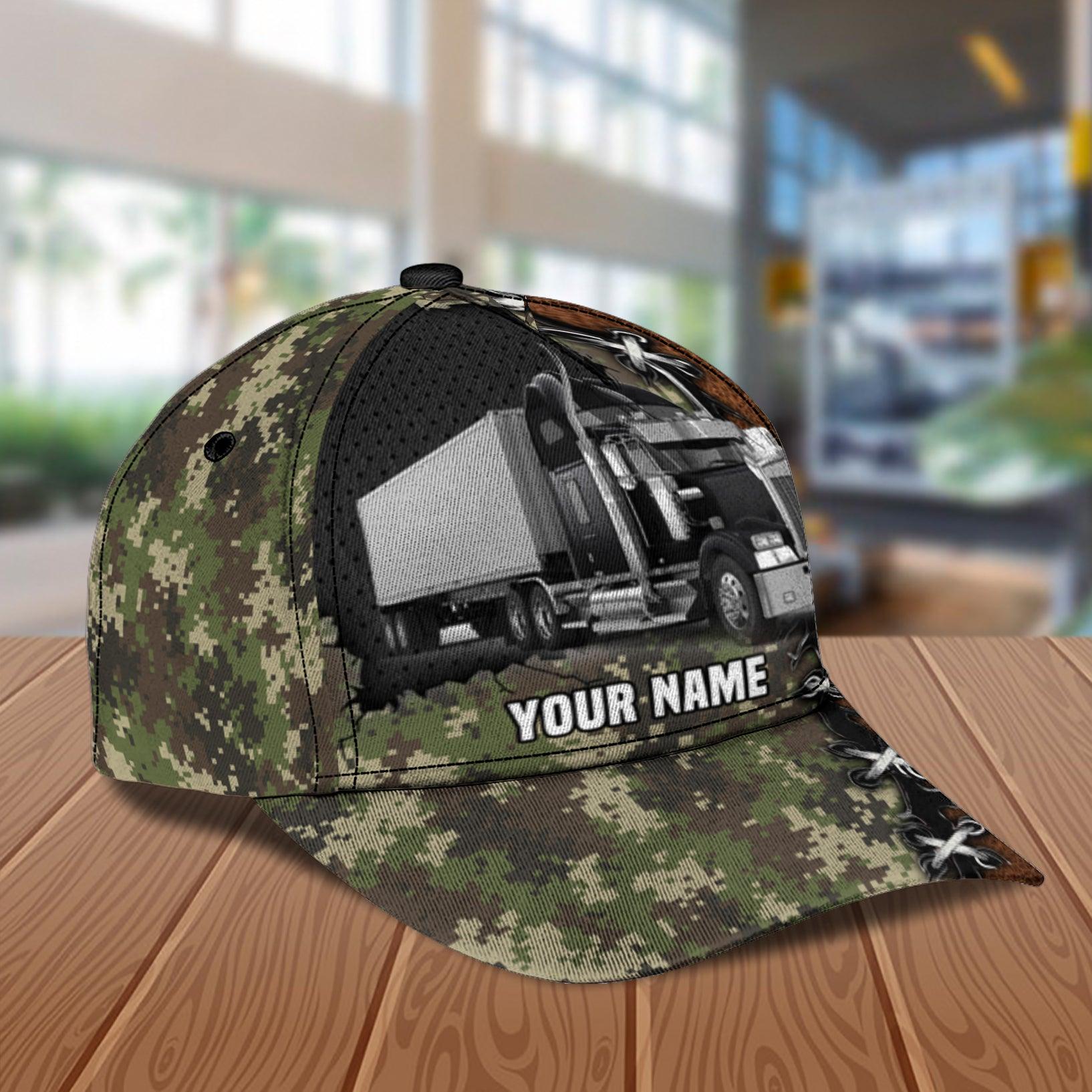 Trucker Army Pattern Personalized Baseball Cap, Gift for Truckers Trucker Hats Custom Hats Gifts For Men & Women