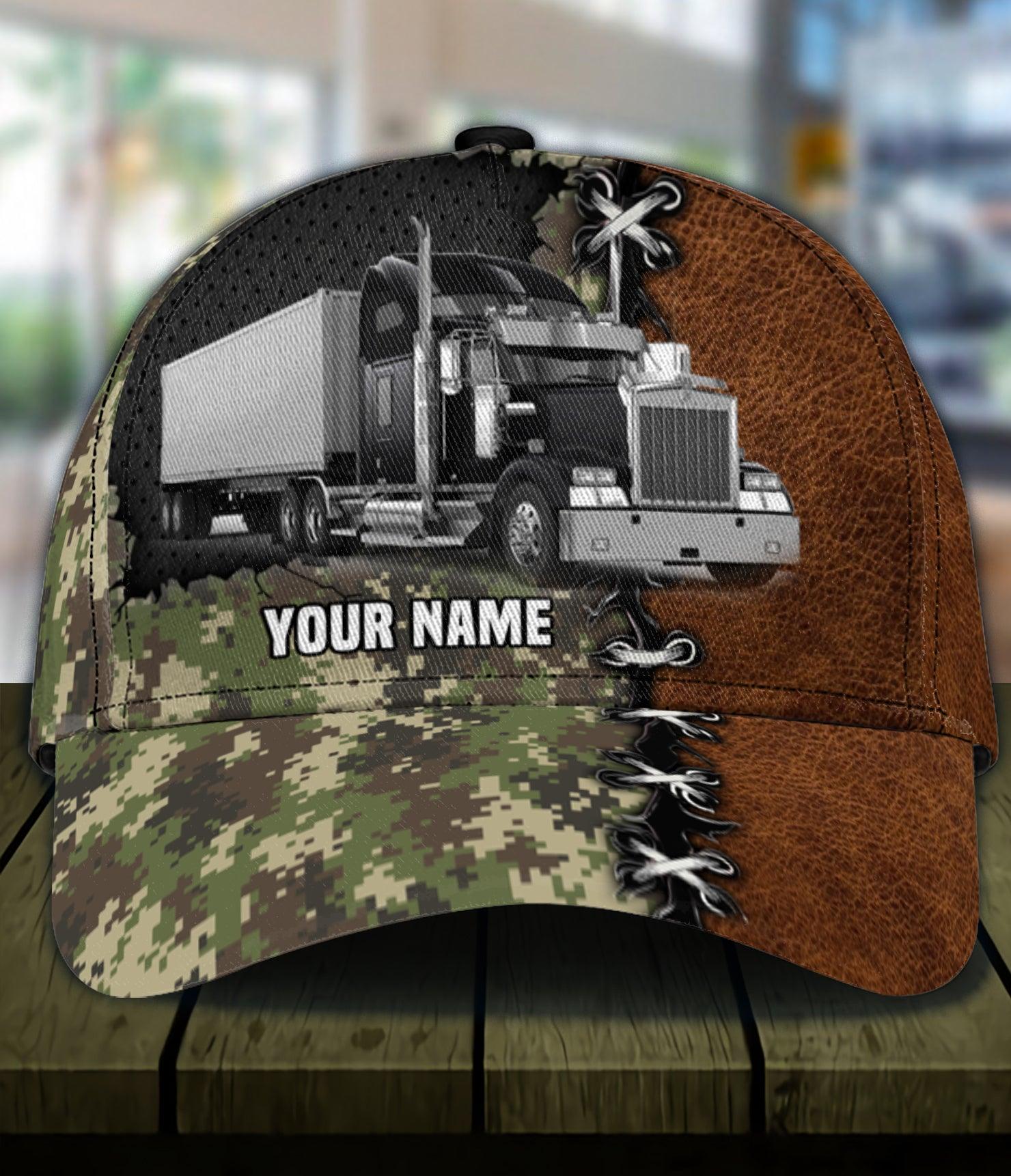 Trucker Army Pattern Personalized Baseball Cap, Gift for Truckers Trucker Hats Custom Hats Gifts For Men & Women