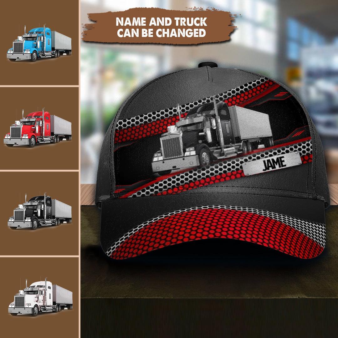 Trucker Black & Red Lines Personalized Baseball Cap, Gift for Truckers Trucker Hats Custom Hats Gifts For Men & Women