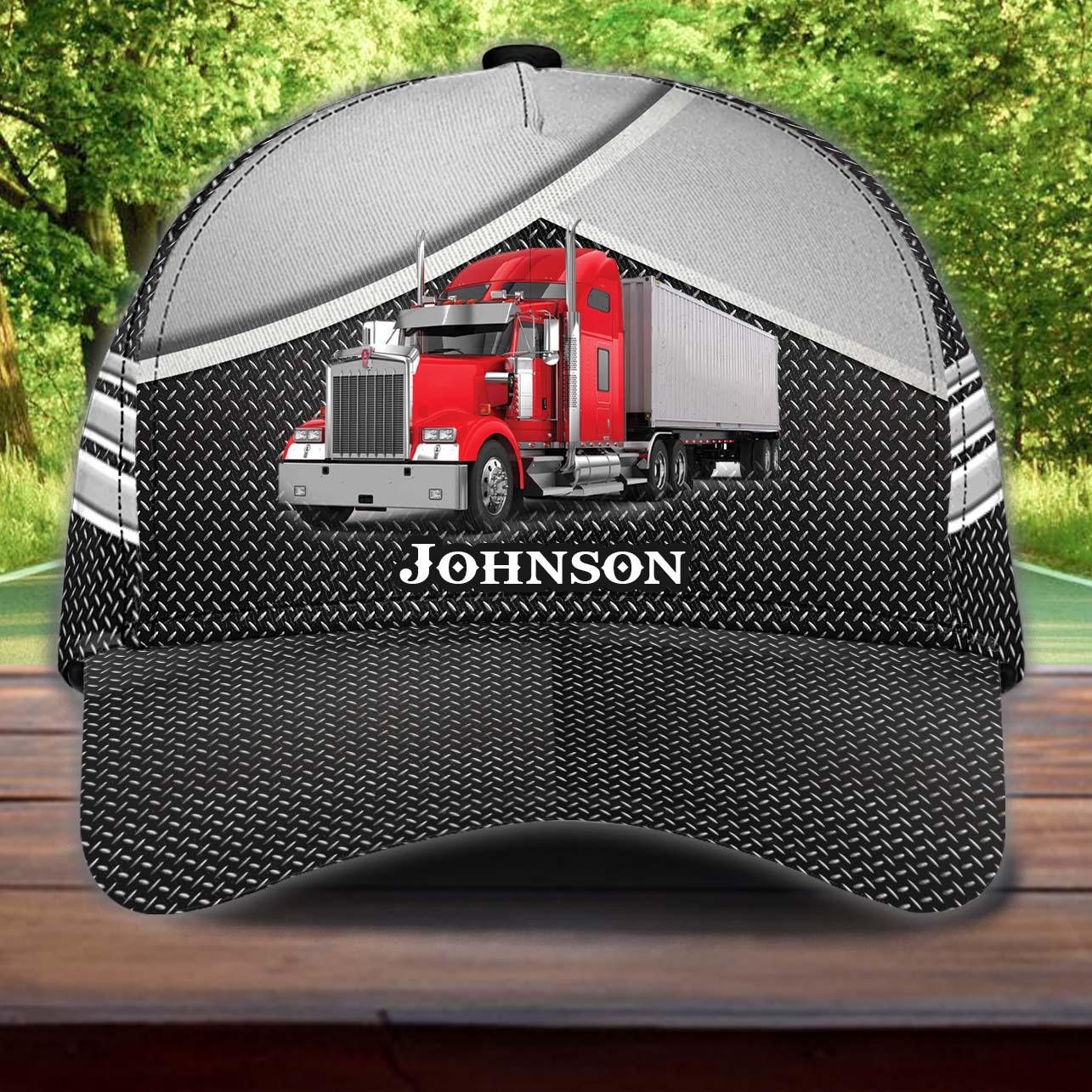 Trucker Black Grey Personalized Baseball Cap, Gift for Truckers Trucker Hats Custom Hats Gifts For Men & Women