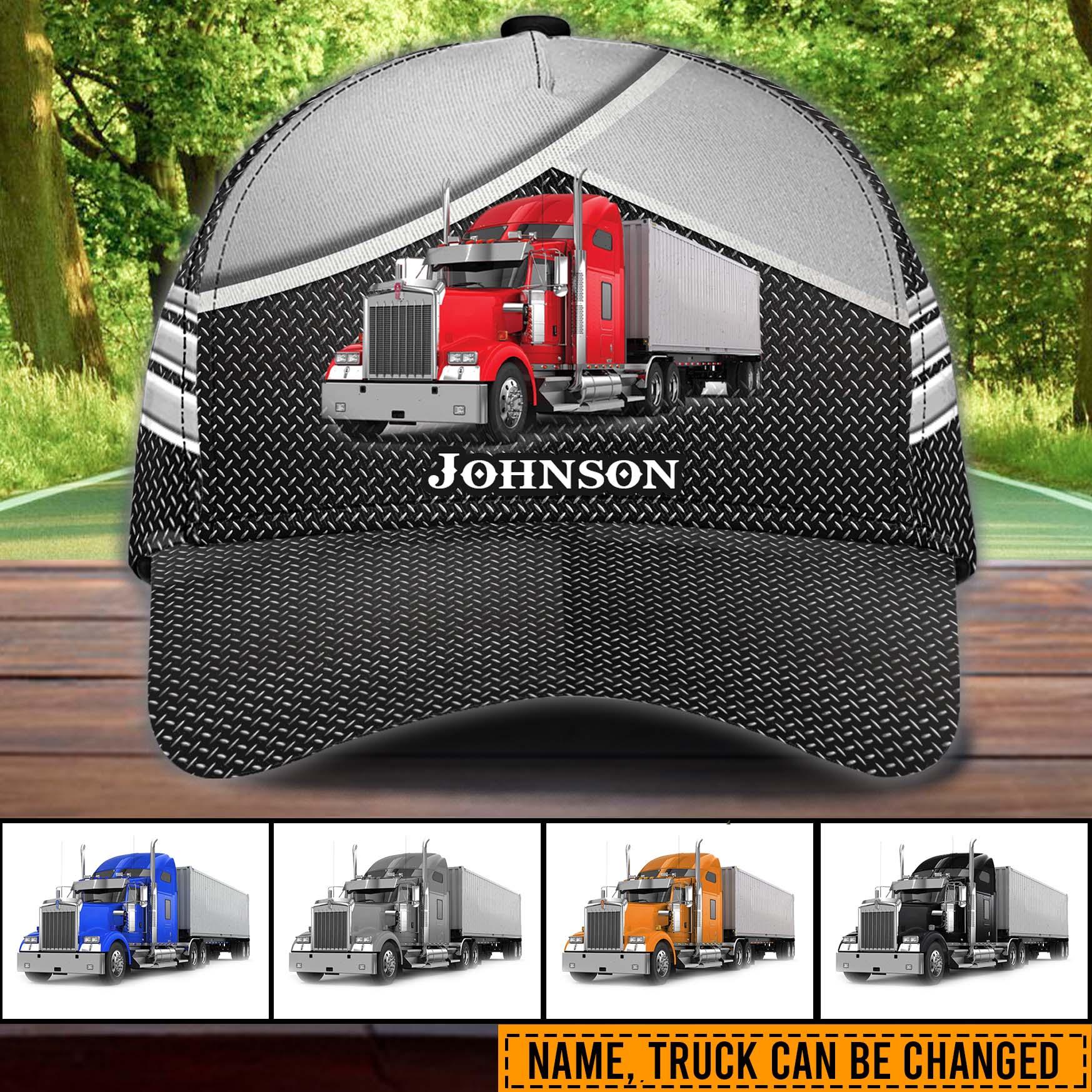 Trucker Black Grey Personalized Baseball Cap, Gift for Truckers Trucker Hats Custom Hats Gifts For Men & Women