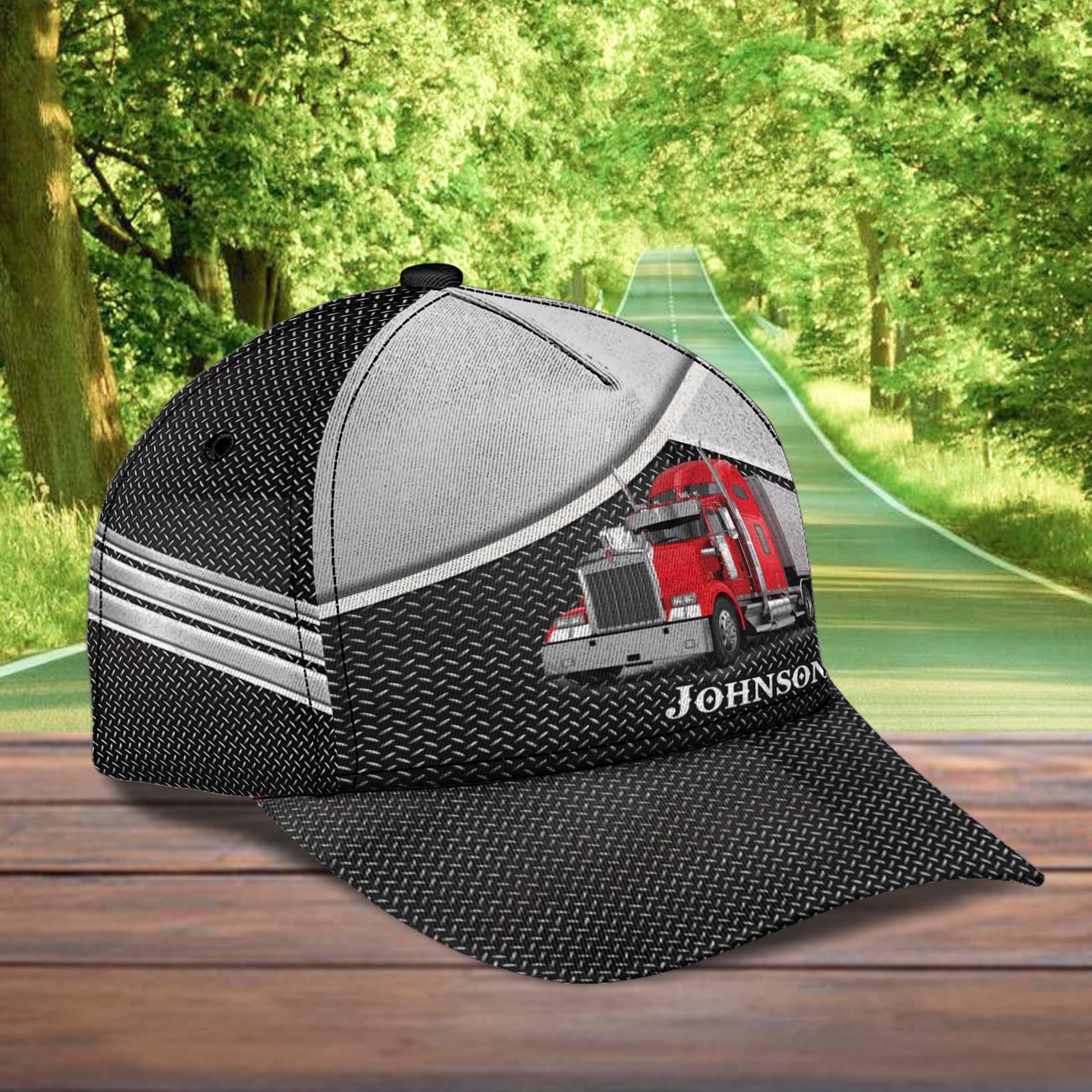 Trucker Black Grey Personalized Baseball Cap, Gift for Truckers Trucker Hats Custom Hats Gifts For Men & Women