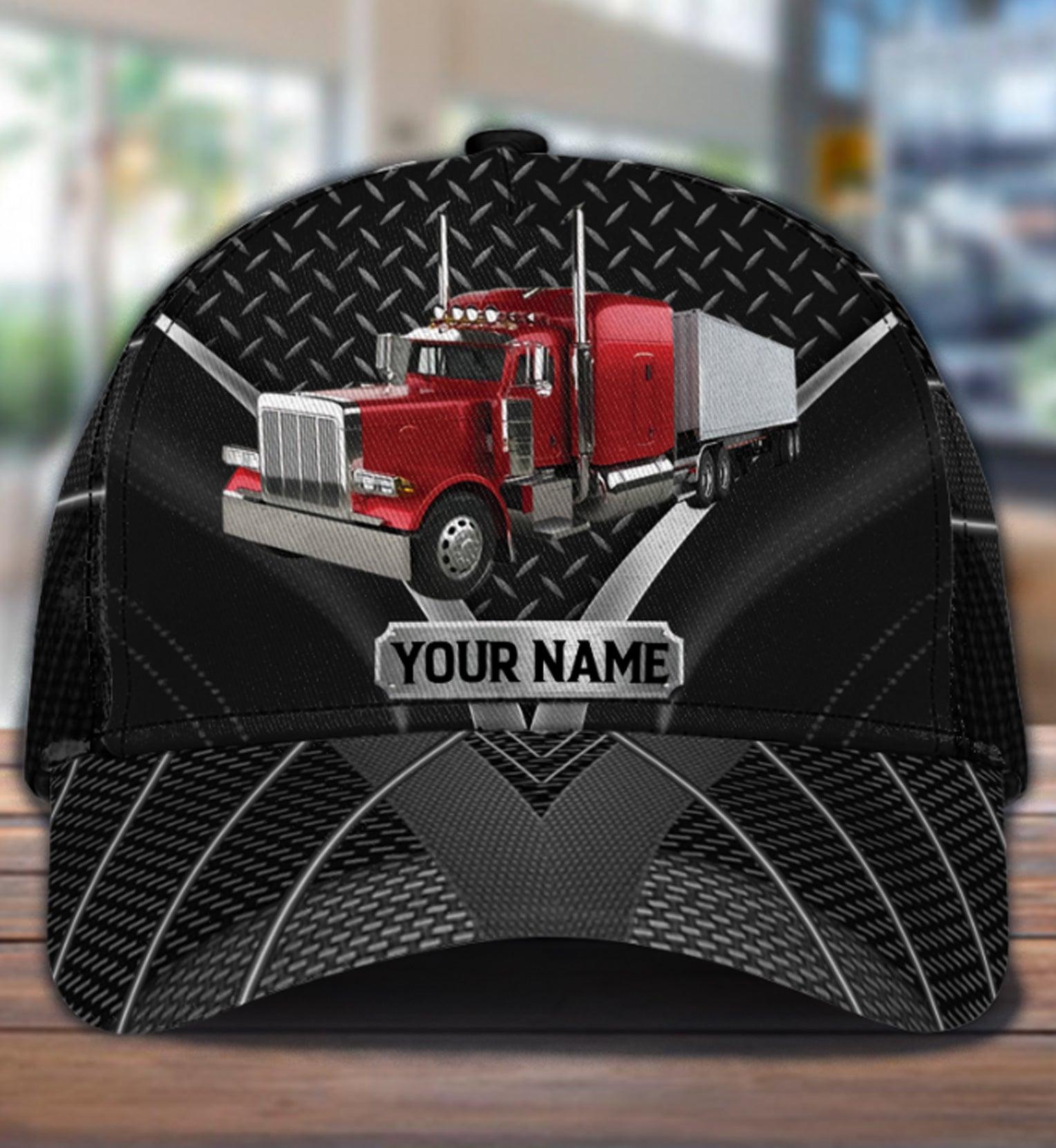 Trucker Black Metal Pattern Personalized Classic Cap, Gift for Truckers Trucker Hats Custom Hats Gifts For Men & Women