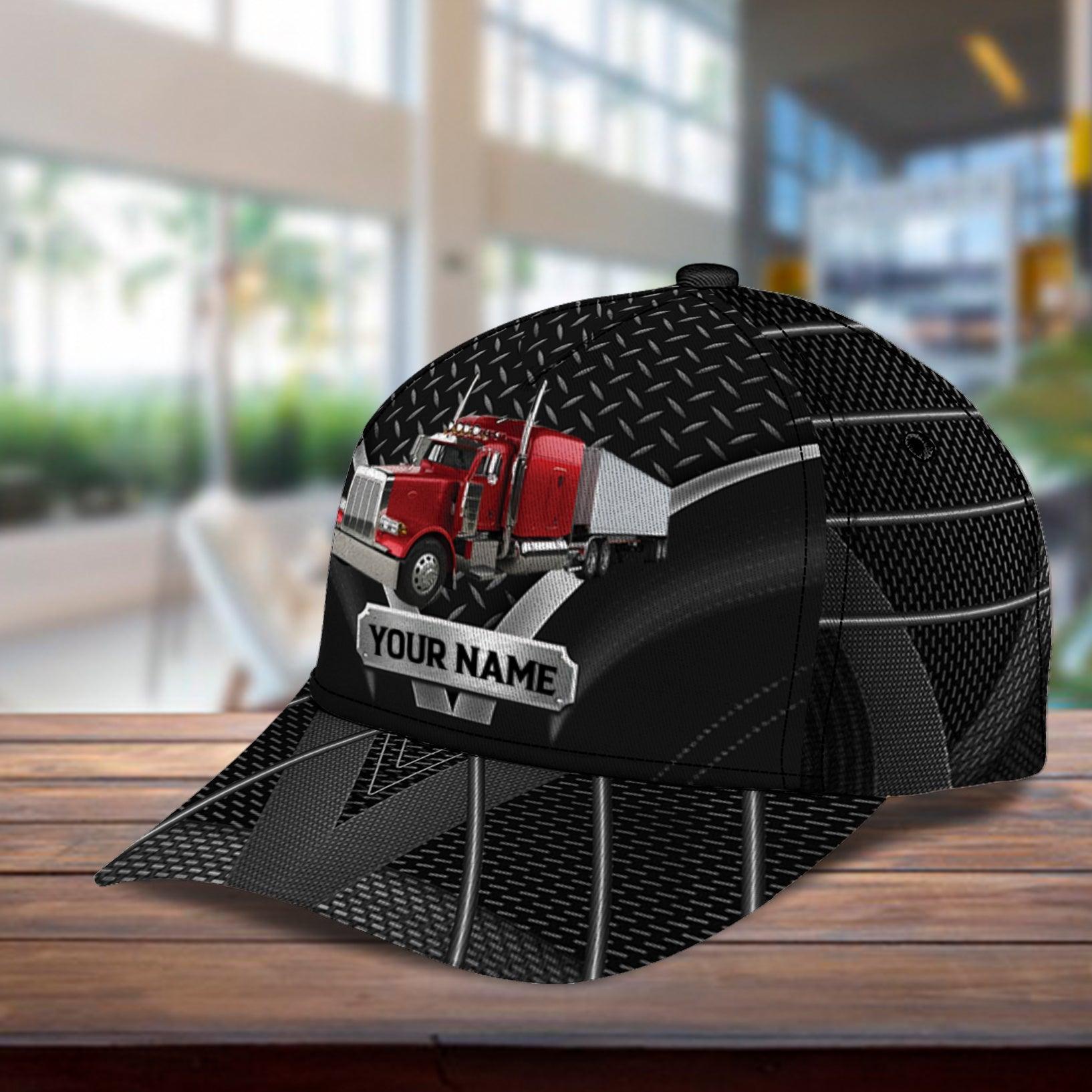 Trucker Black Metal Pattern Personalized Classic Cap, Gift for Truckers Trucker Hats Custom Hats Gifts For Men & Women