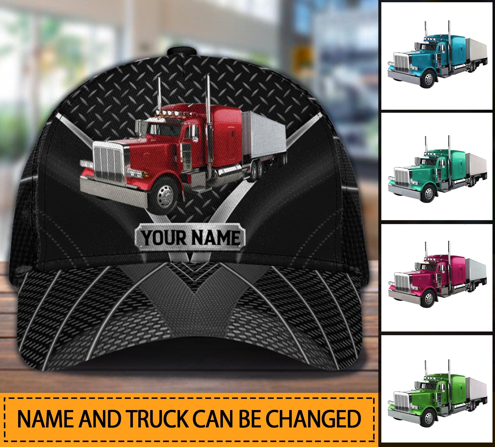 Trucker Black Metal Pattern Personalized Classic Cap, Gift for Truckers Trucker Hats Custom Hats Gifts For Men & Women