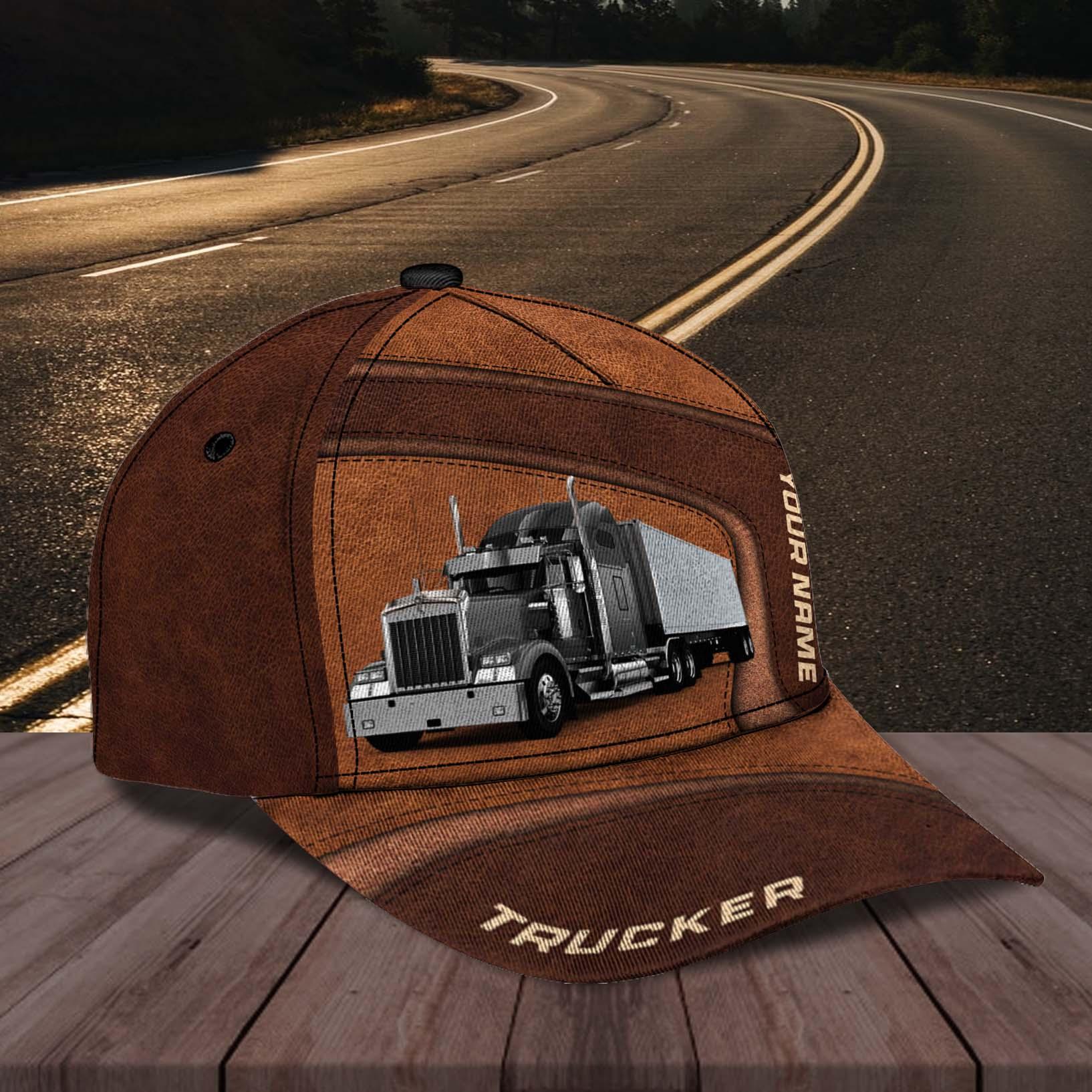 Trucker Brown Curves Personalized Classic Cap, Gift for Truckers Trucker Hats Custom Hats Gifts For Men & Women
