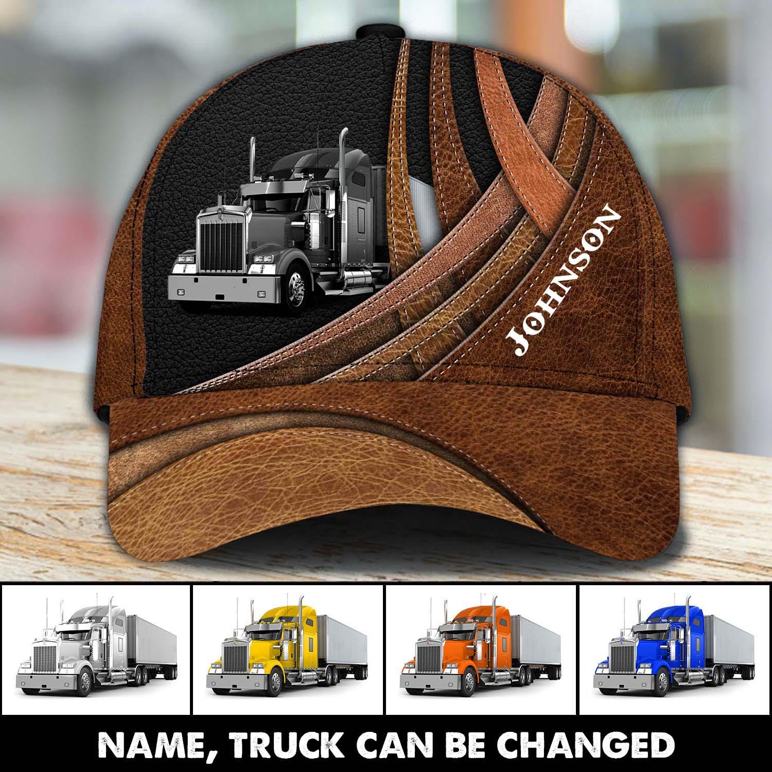 Trucker Brown Lines Personalized Baseball Cap, Gift for Truckers Trucker Hats Custom Hats Gifts For Men & Women