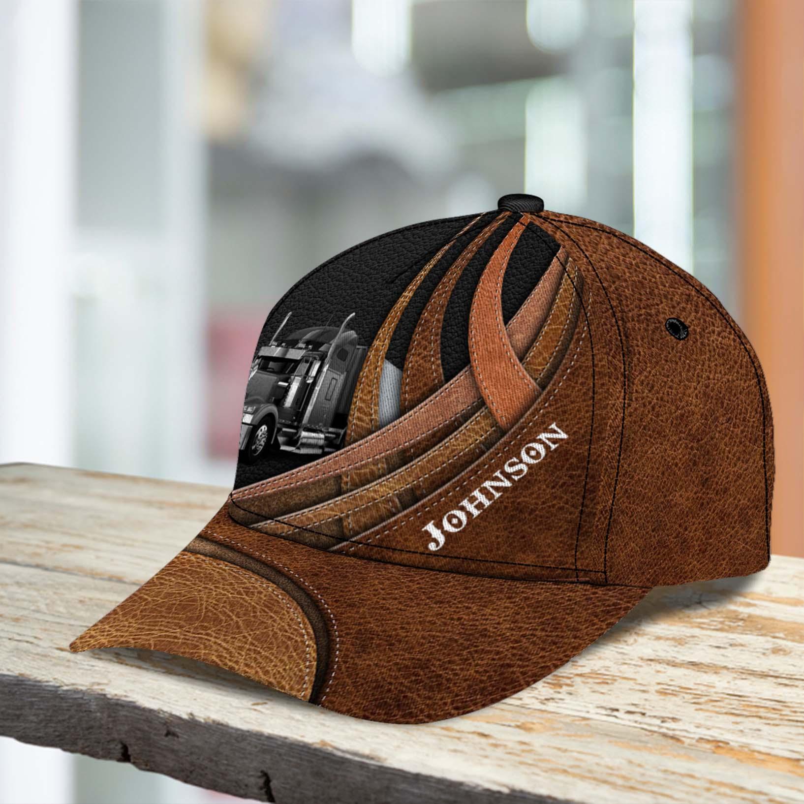 Trucker Brown Lines Personalized Baseball Cap, Gift for Truckers Trucker Hats Custom Hats Gifts For Men & Women