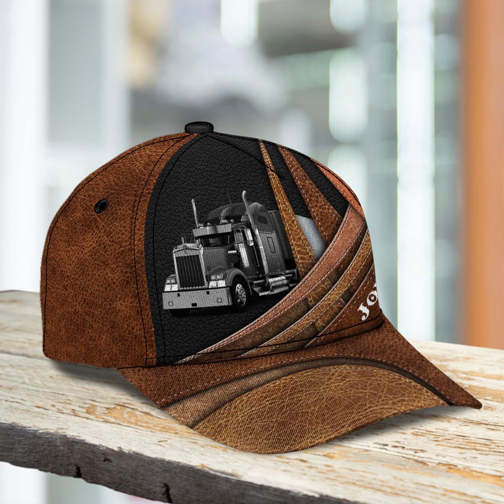 Trucker Brown Lines Personalized Baseball Cap, Gift for Truckers Trucker Hats Custom Hats Gifts For Men & Women