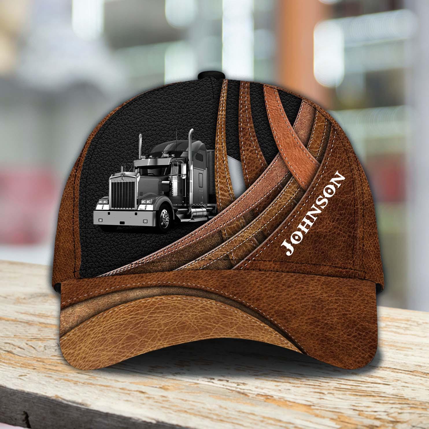 Trucker Brown Lines Personalized Baseball Cap, Gift for Truckers Trucker Hats Custom Hats Gifts For Men & Women