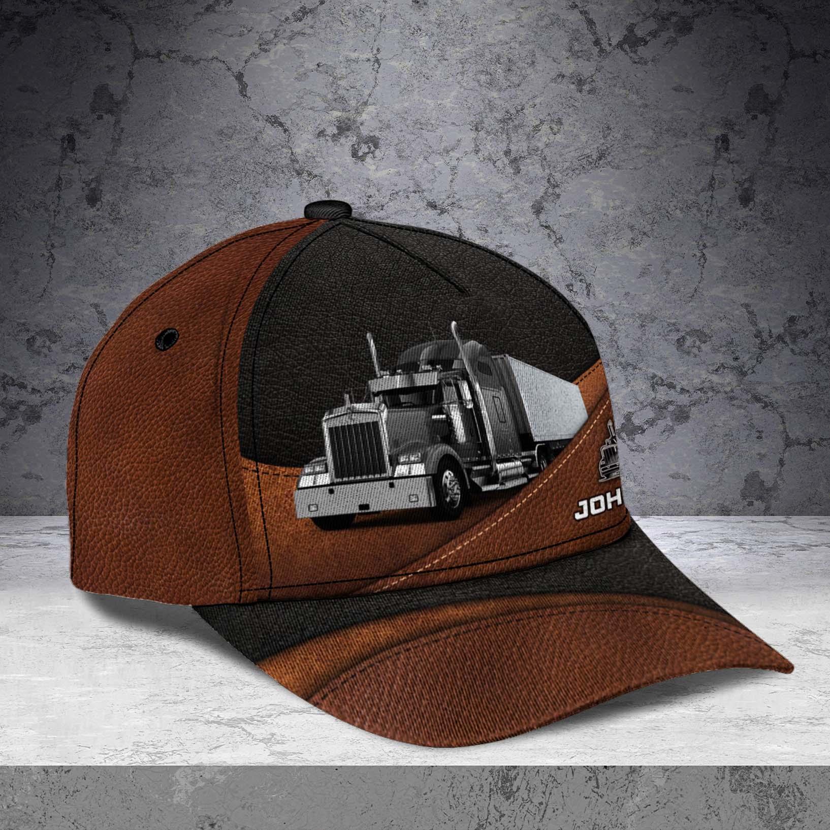 Trucker Carbon Brown Personalized Baseball Cap, Gift for Truckers Trucker Hats Custom Hats Gifts For Men & Women