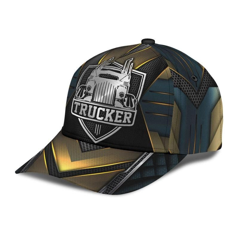 Trucker Gold Carbon Classic Cap 3D Protect Cap, Unisex Hat, Human Cap, Trending Cap, American Cap Trucker Hats Custom Hats Gifts For Men & Women