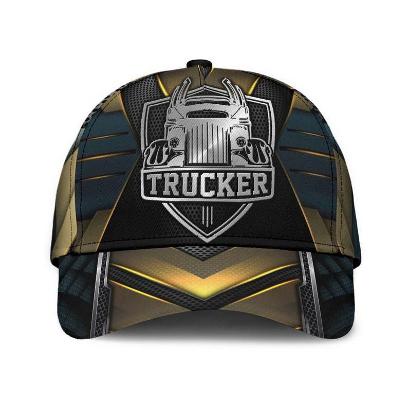 Trucker Gold Carbon Classic Cap 3D Protect Cap, Unisex Hat, Human Cap, Trending Cap, American Cap Trucker Hats Custom Hats Gifts For Men & Women