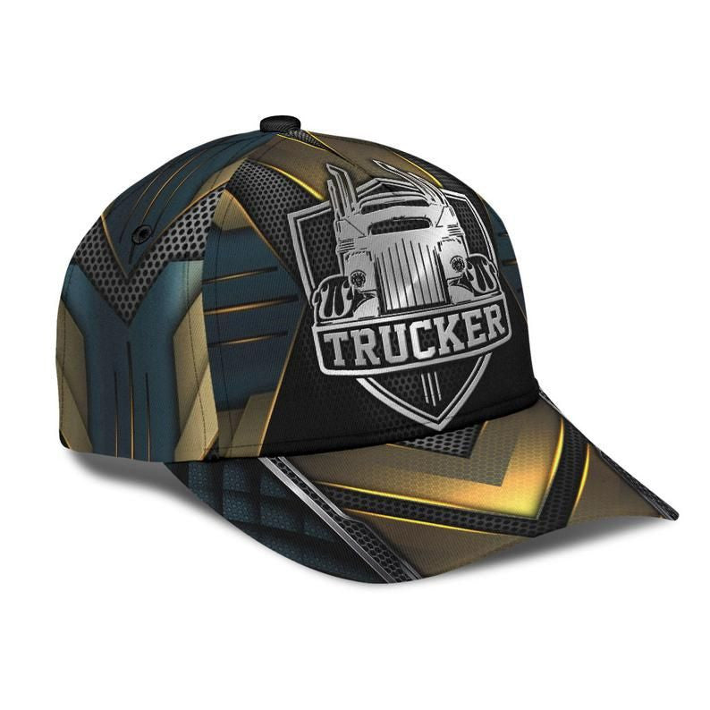Trucker Gold Carbon Classic Cap 3D Protect Cap, Unisex Hat, Human Cap, Trending Cap, American Cap Trucker Hats Custom Hats Gifts For Men & Women