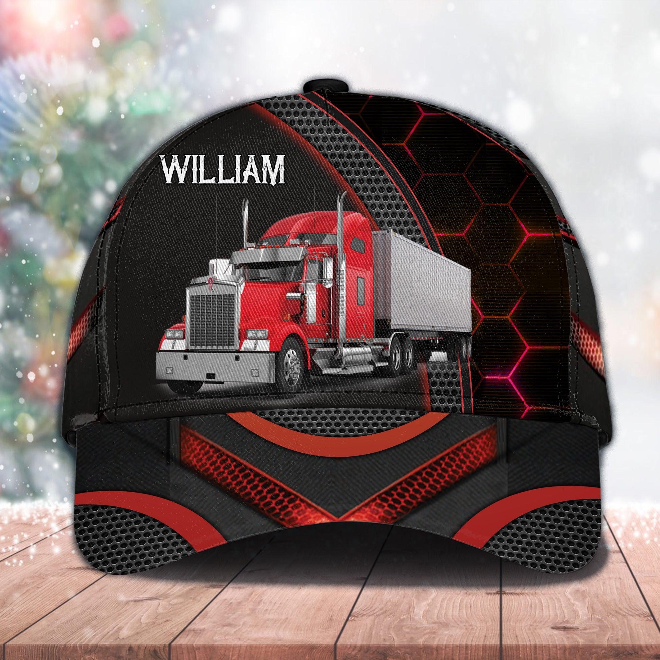 Trucker Red Black Personalized Baseball Cap, Gift for Truckers Trucker Hats Custom Hats Gifts For Men & Women