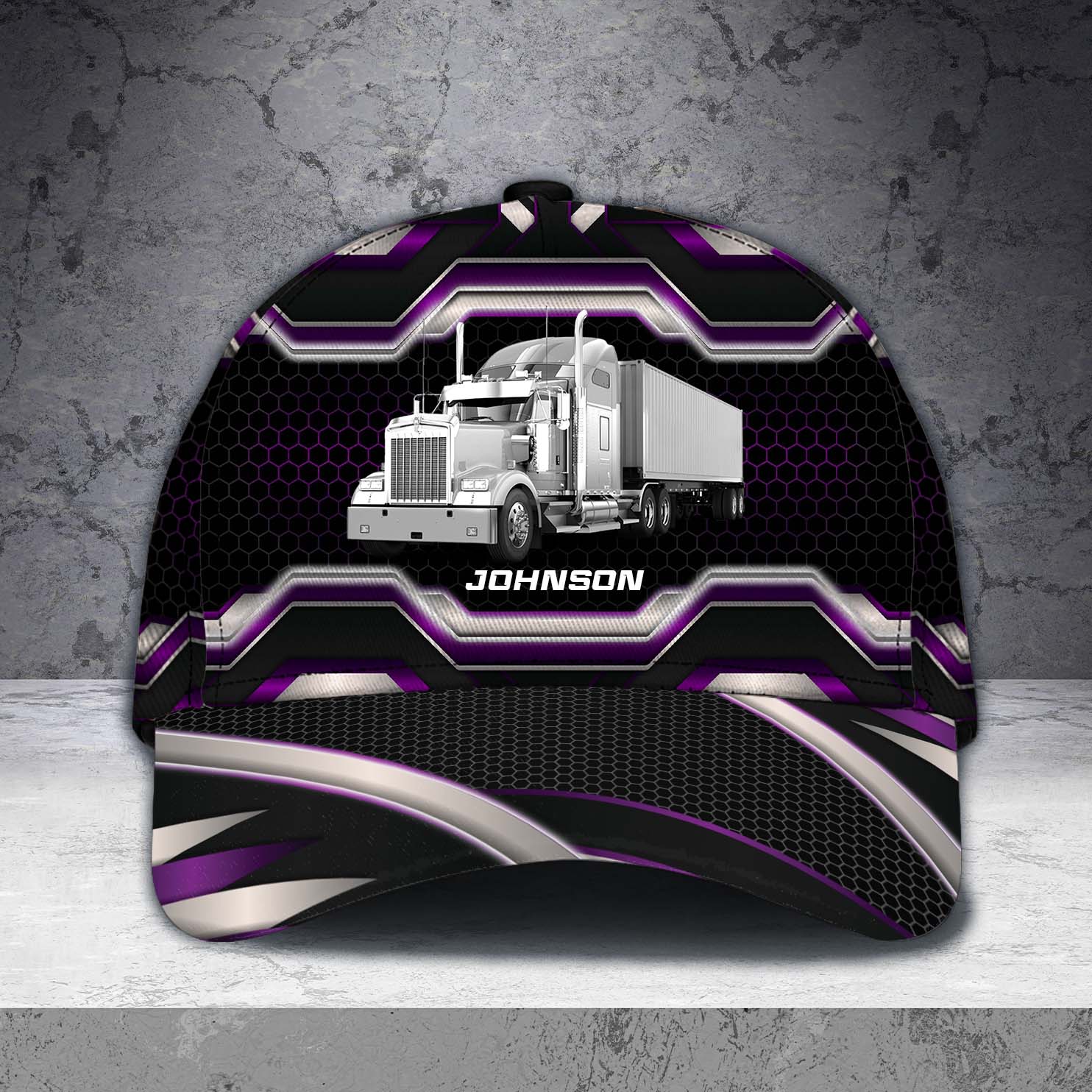 Trucker Silver And Purple Pattern Personalized Classic Cap, Personalized Gift for Truckers Trucker Hats Custom Hats Gifts For Men & Women