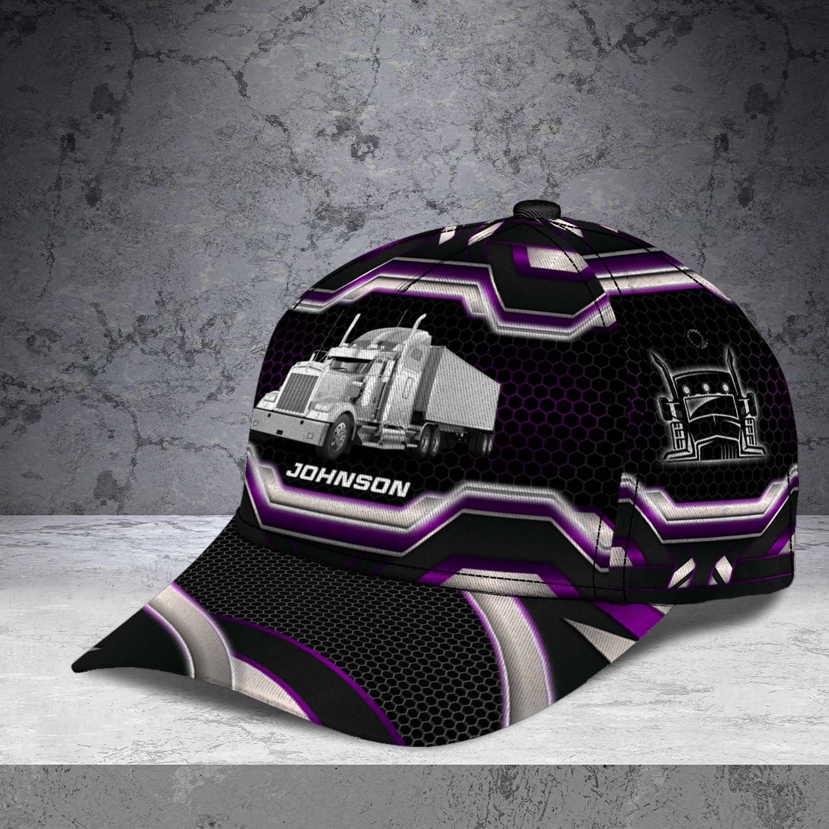 Trucker Silver And Purple Pattern Personalized Classic Cap, Personalized Gift for Truckers Trucker Hats Custom Hats Gifts For Men & Women