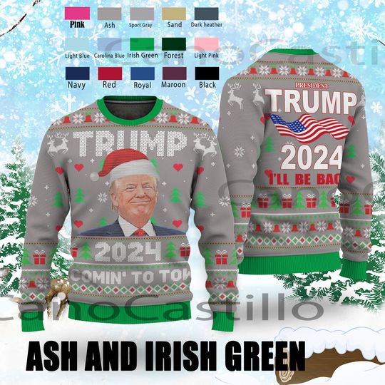 Trump 2024 I'll Be Back Ugly Christmas Sweater, Make American Great Again Ugly Sweater - Image 5