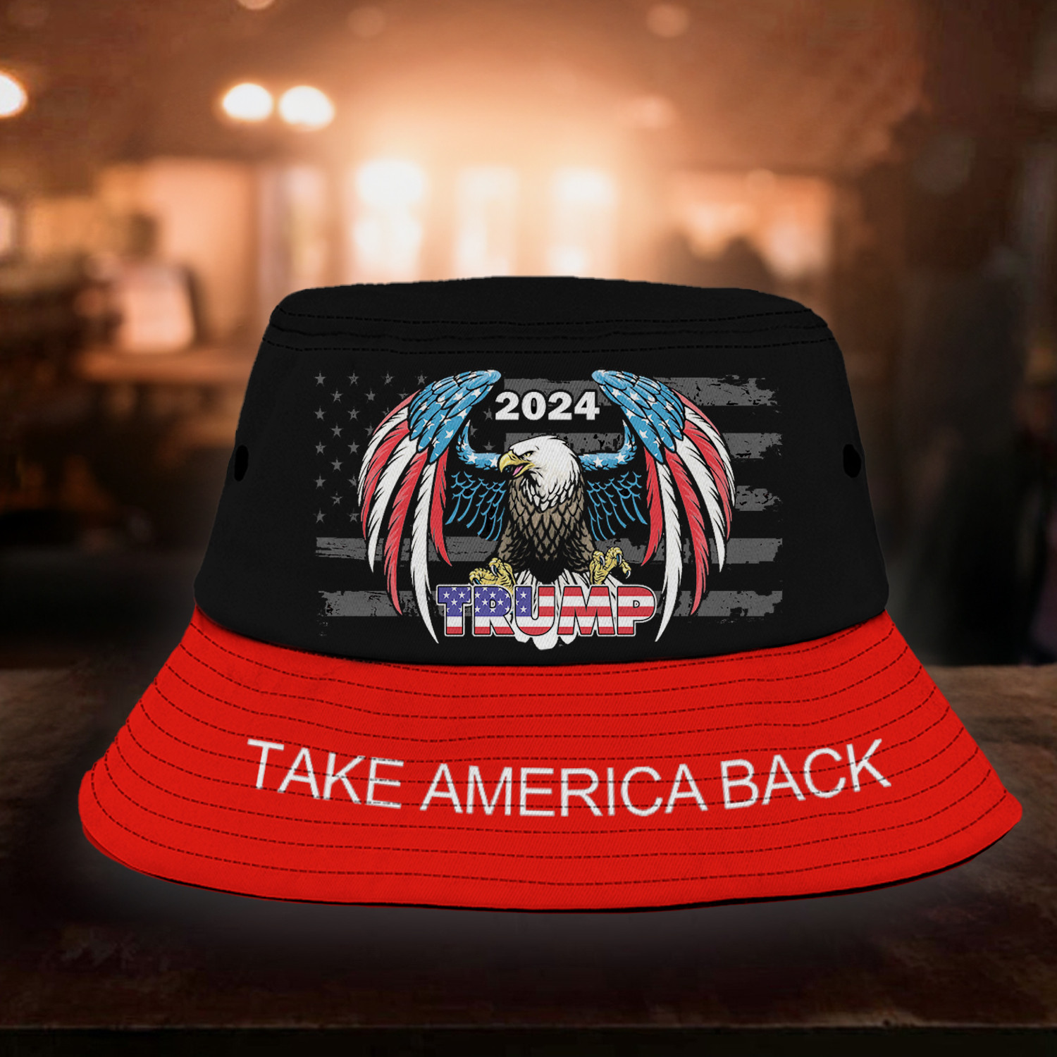 Trump 2024 Take America Back Eagle Reversible Bucket Hat MAGA Trump For President Merch Trucker Hats Custom Hats Gifts For Men & Women