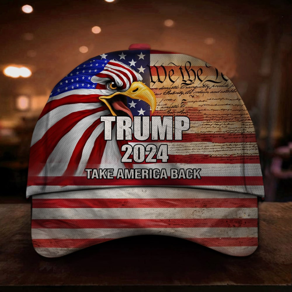 Trump 2024 Take America Back Hat US Eagle We The People Support Trump For President Merch Trucker Hats Custom Hats Gifts For Men & Women