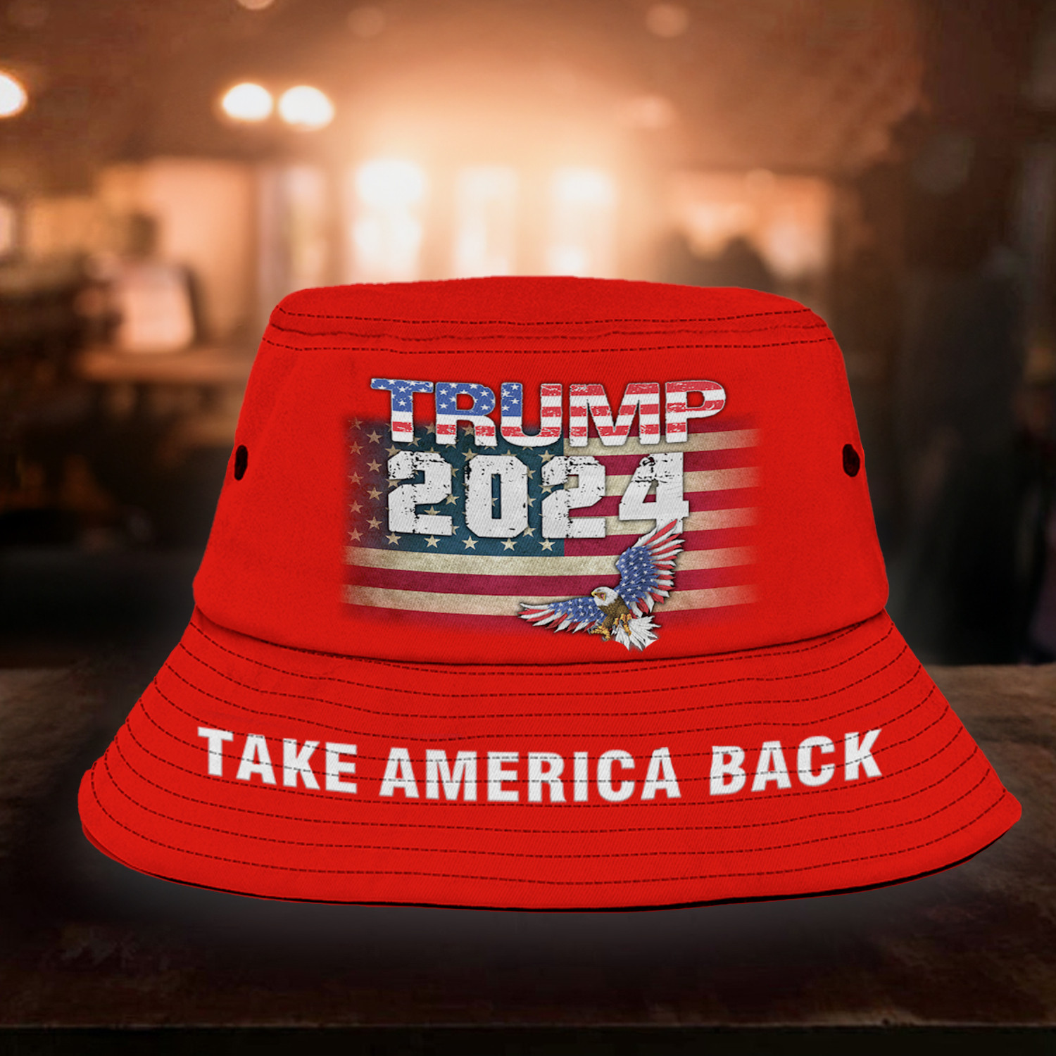 Trump 2024 Take America Back Reversible Bucket Hat Eagle USA Flag MAGA Trump Merch Trucker Hats Custom Hats Gifts For Men & Women