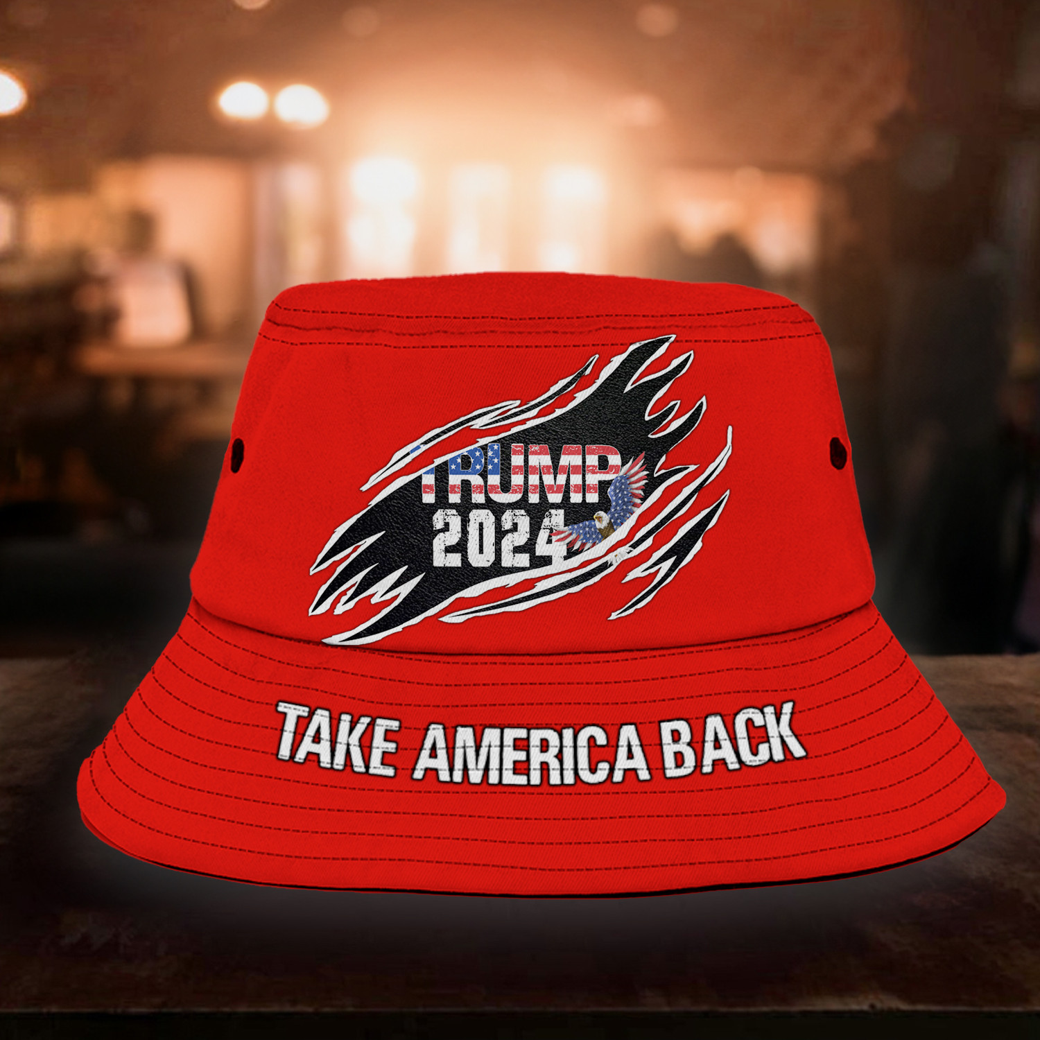 Trump 2024 Take America Back US Eagle Reversible Bucket Hat Vote Trump 2024 Merchandise Trucker Hats Custom Hats Gifts For Men & Women