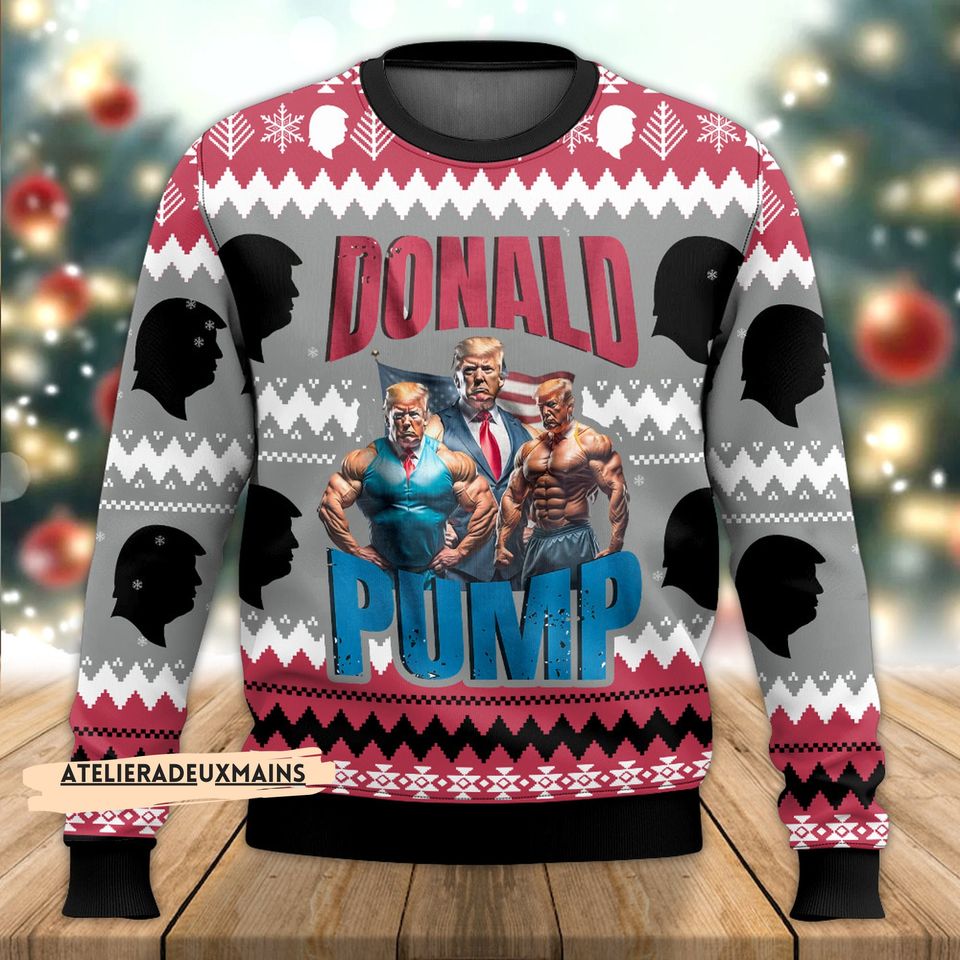 Trump 2024 Ugly Christmas Sweater, Sarcastic Trump Xmas Sweatshirt, Anti-Biden Sweatshirt