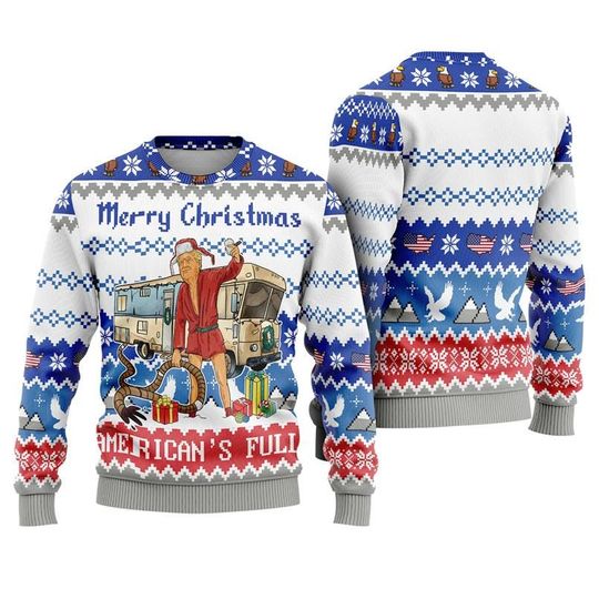 Trump America's Full Ugly Christmas Sweater, Merry Christmas America Was Full Ugly Sweater - Image 7