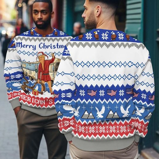 Trump America's Full Ugly Christmas Sweater, Merry Christmas America Was Full Ugly Sweater - Image 8