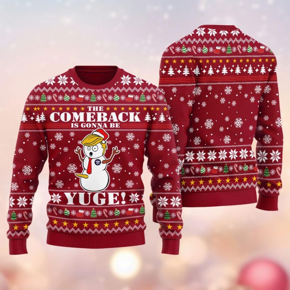 Trump Christmas Sweater For Women, 2024 Trump Will Be Back Ugly Sweater
