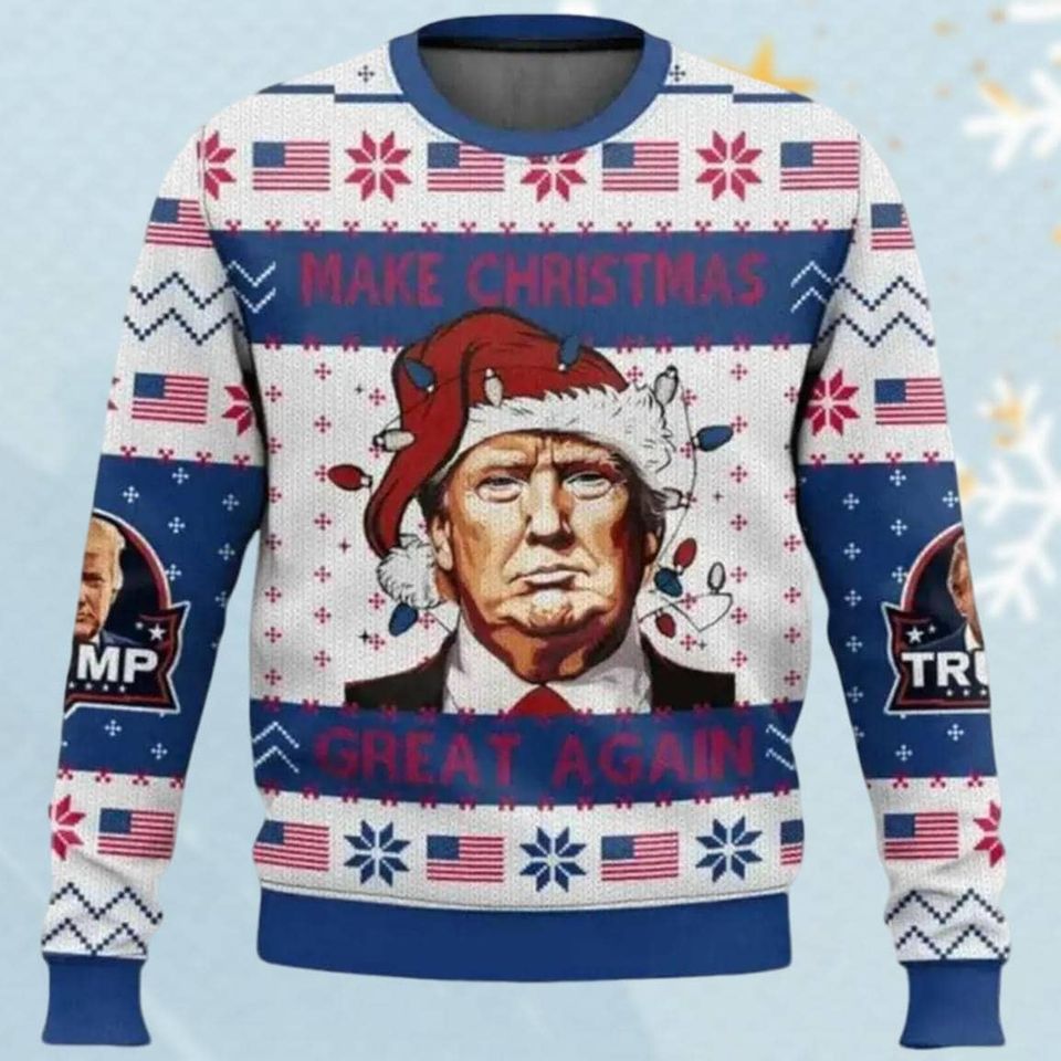 Trump Christmas Ugly Sweater, Merry Christmas Great Again Ugly Sweater