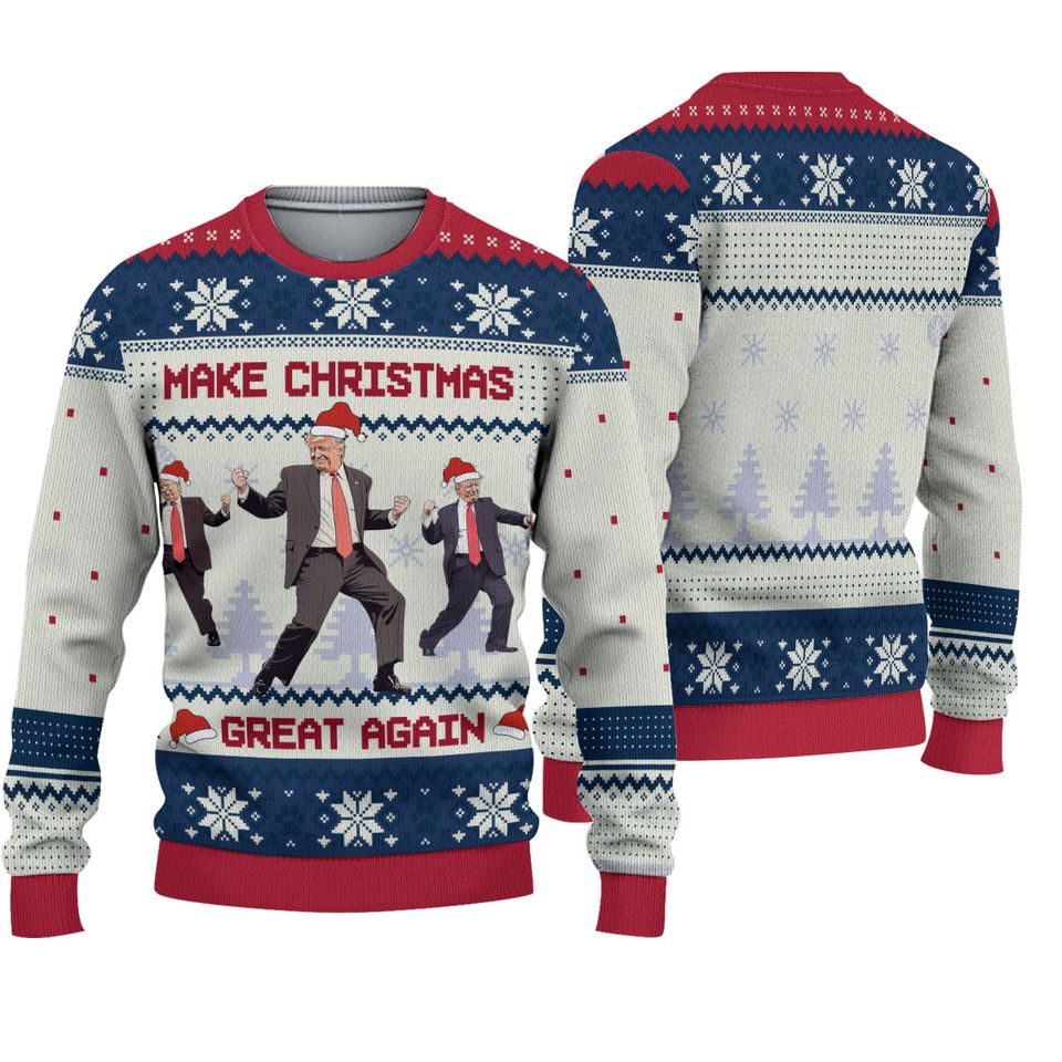 Trump Christmas Ugly Sweater, Merry Christmas Great Again Ugly Sweater