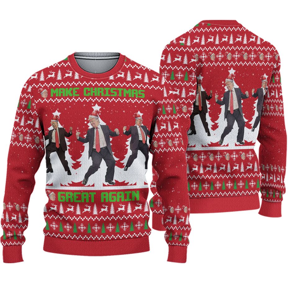 Trump Dancing Make Christmas Great Again Ugly Sweater, Funny Trump Christmas Sweatshirt