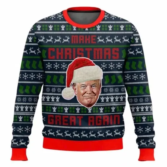 Trump Graphic Ugly Christmas Sweater Funny Trump Supporter 3D Printed Xmas Sweatshirt - Image 31