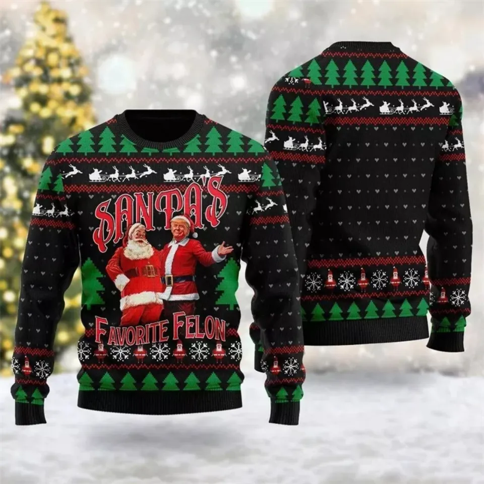 Trump Graphic Ugly Christmas Sweater Funny Trump Supporter 3D Printed Xmas Sweatshirt - Image 13