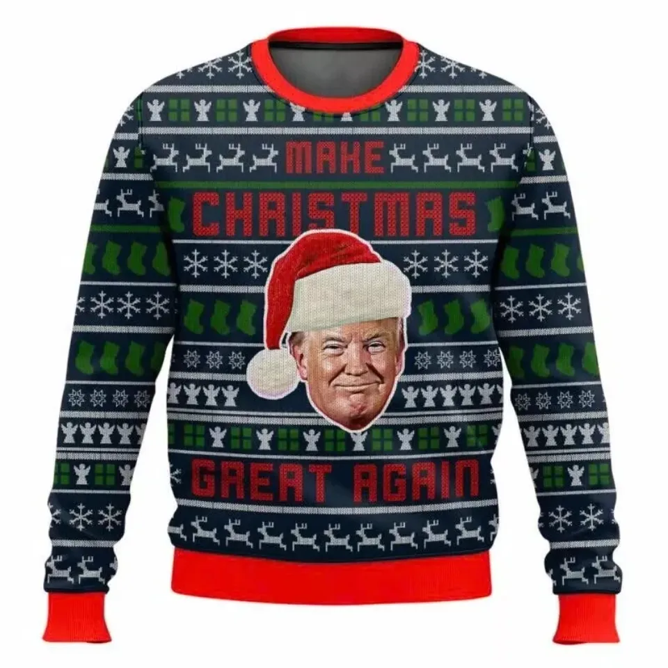 Trump Graphic Ugly Christmas Sweater Funny Trump Supporter 3D Printed Xmas Sweatshirt - Image 10