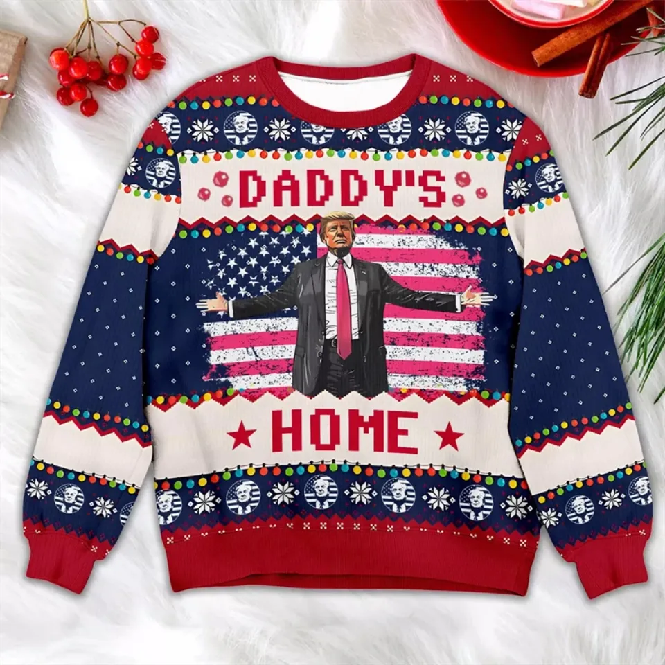 Trump Graphic Ugly Christmas Sweater Funny Trump Supporter 3D Printed Xmas Sweatshirt - Image 21