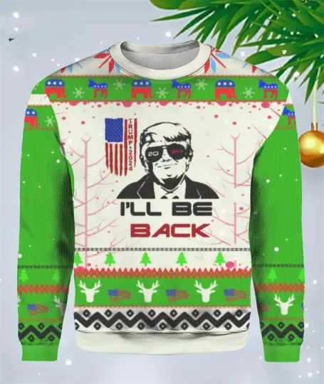 Trump Graphic Ugly Christmas Sweater Funny Trump Supporter 3D Printed Xmas Sweatshirt - Image 33