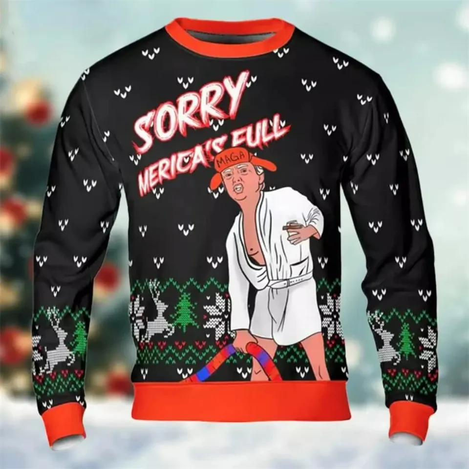 Trump Graphic Ugly Christmas Sweater Funny Trump Supporter 3D Printed Xmas Sweatshirt - Image 19