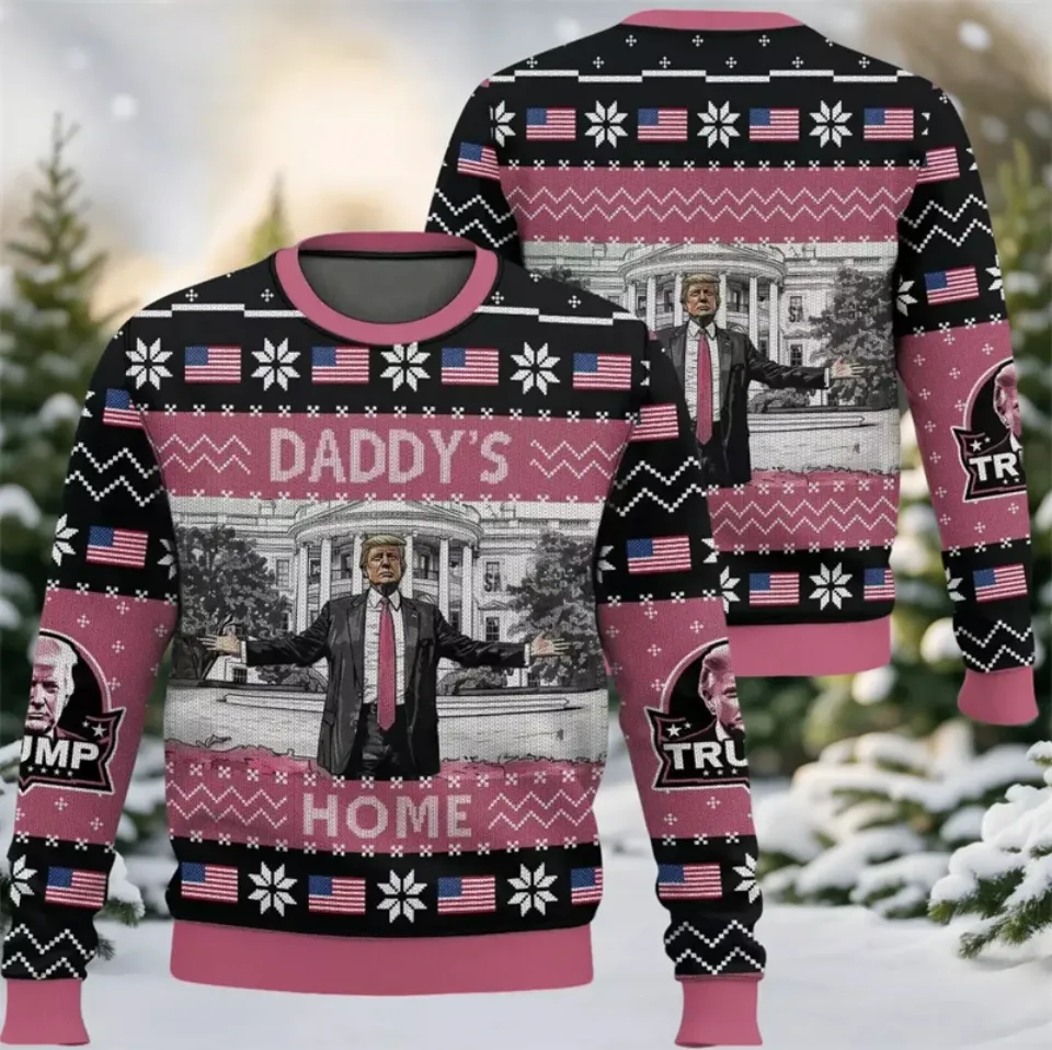 Trump Graphic Ugly Christmas Sweater Funny Trump Supporter 3D Printed Xmas Sweatshirt - Image 3