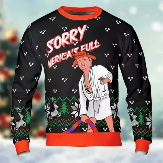 Trump Graphic Ugly Christmas Sweater Funny Trump Supporter 3D Printed Xmas Sweatshirt - Image 40