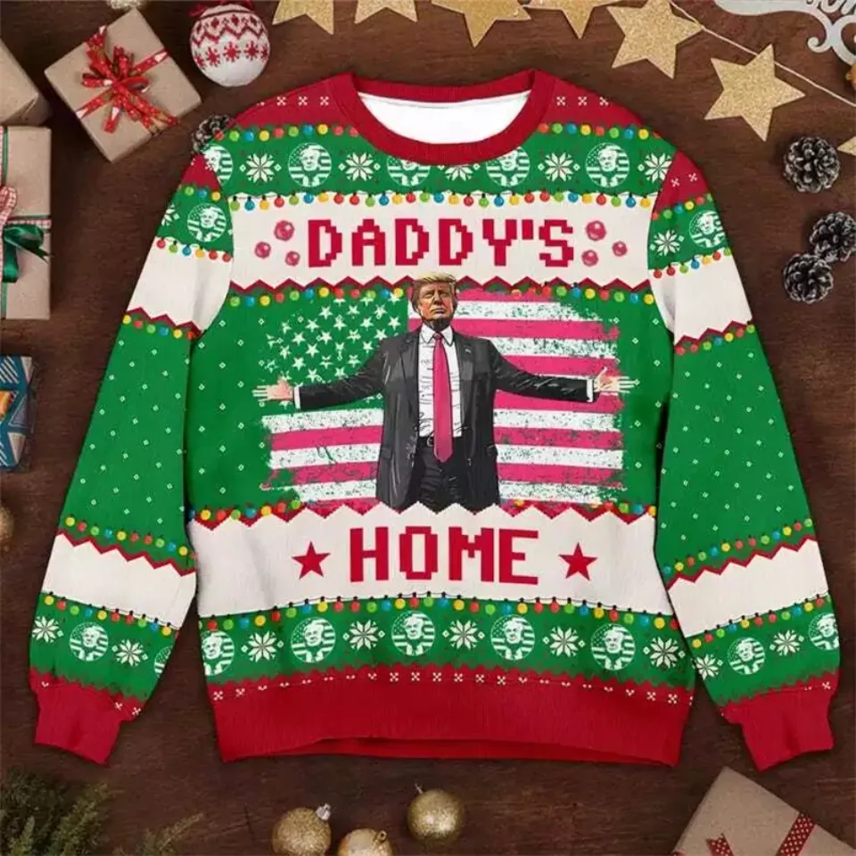 Trump Graphic Ugly Christmas Sweater Funny Trump Supporter 3D Printed Xmas Sweatshirt - Image 16