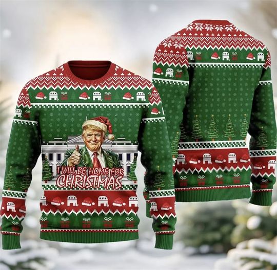 Trump Graphic Ugly Christmas Sweater Funny Trump Supporter 3D Printed Xmas Sweatshirt - Image 2