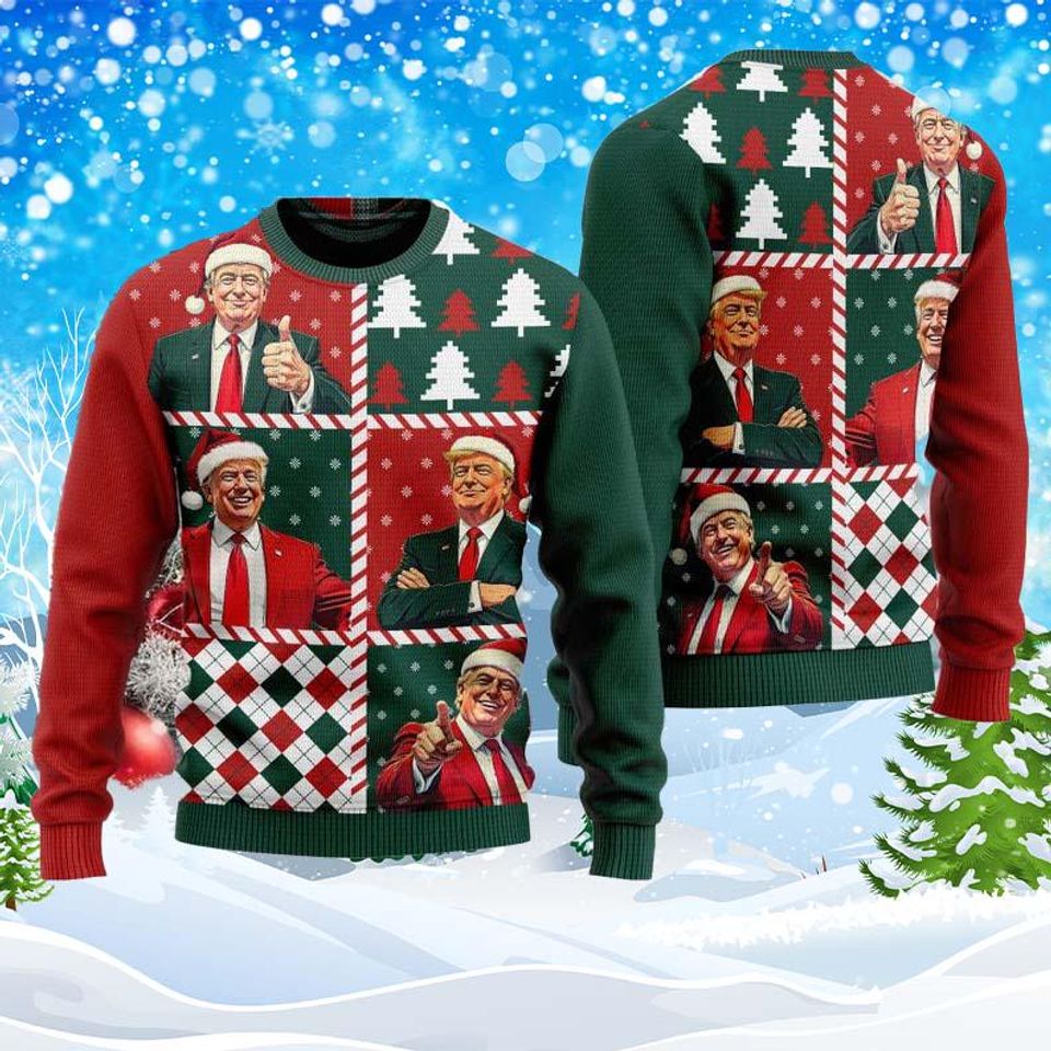 Trump I'll Be Home For Christmas Ugly Sweater,