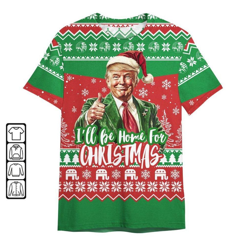 Trump I'll Be Home For Christmas Ugly Sweater, Trump Daddy Home - Image 5