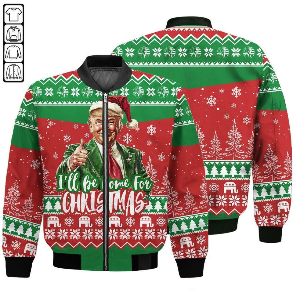Trump I'll Be Home For Christmas Ugly Sweater, Trump Daddy Home - Image 8