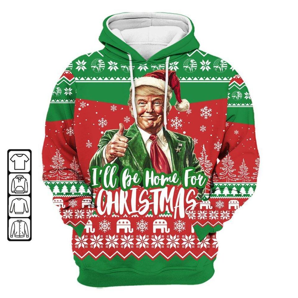 Trump I'll Be Home For Christmas Ugly Sweater, Trump Daddy Home - Image 4