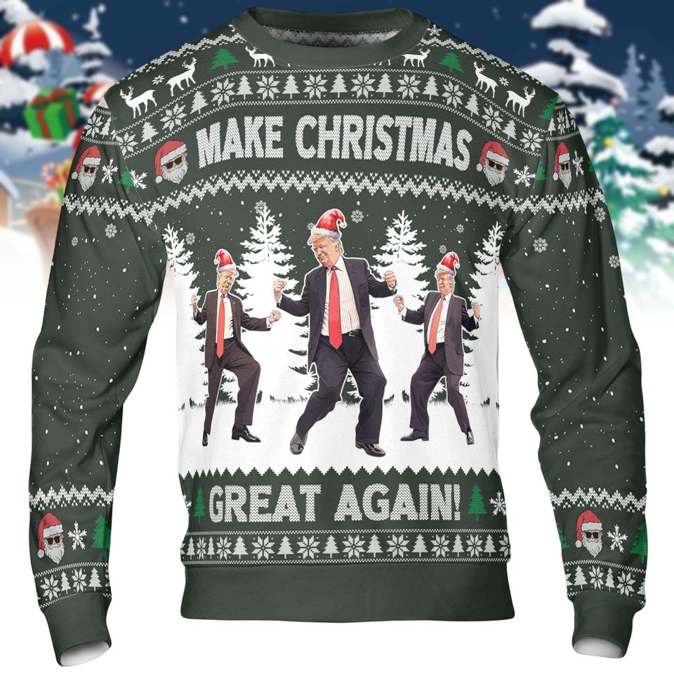 Trump Make Christmas Great Again Shirt, Trump Santa Dance Sweater