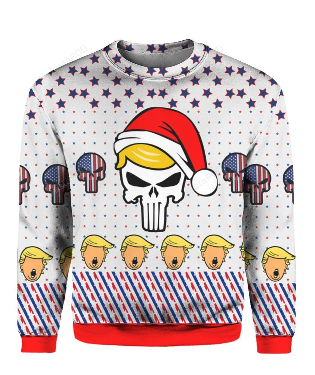 Trump Punisher 3D Print Ugly Christmas Sweater Adult 3D Funny Matching for family